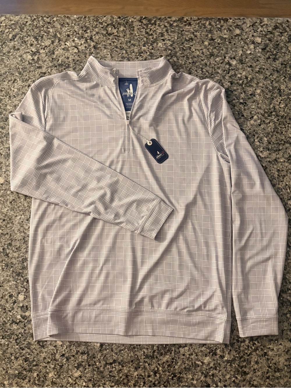 johnnie-O Light Gray Plaid Quarter-Zip Pullover